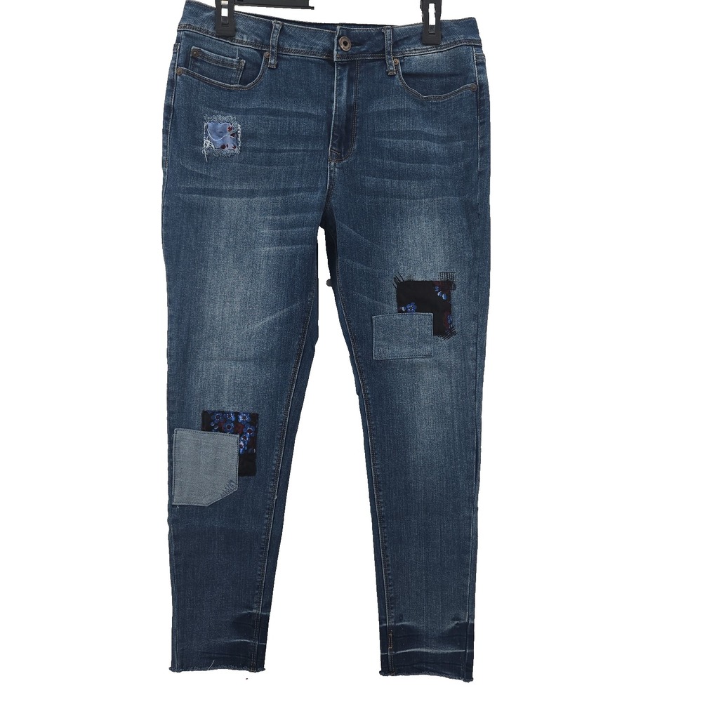 American Rag Cie Junior Size 9 Patchwork Jeans Skinny Frayed Hem Y2K